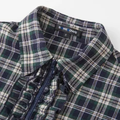 SomeSowe Plaid Stringy Selvedge Zip Up Shirt Blue