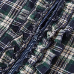 SomeSowe Plaid Stringy Selvedge Zip Up Shirt Blue