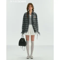 SomeSowe Plaid Stringy Selvedge Zip Up Shirt Blue