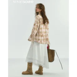SomeSowe Plaid Stringy Selvedge Zip Up Shirt Yellow