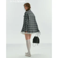 SomeSowe Plaid Stringy Selvedge Zip Up Shirt Blue