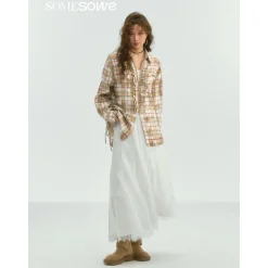 SomeSowe Plaid Stringy Selvedge Zip Up Shirt Yellow