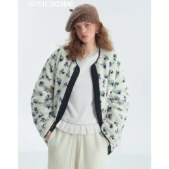 SomeSowe Quilted Color Blocked Floral Down Jacket