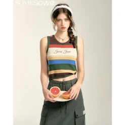 SomeSowe Rainbow Embroidered Logo Knit Vest