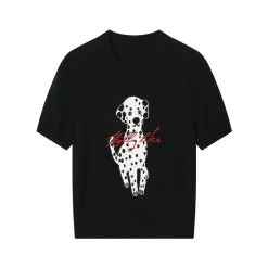 SomeSowe Spotted Puppy Print Knit Top Black