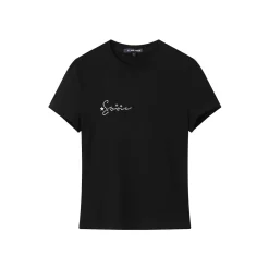 SomeSowe Stretch Slim-Fit Star Rivets T-Shirt Black