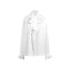 Three Quarters Binding Bow-Knot Shirt White