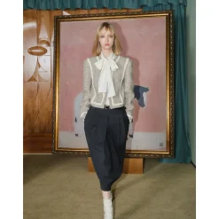 Three Quarters Binding Bow-Knot Shirt White