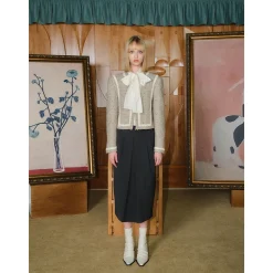Three Quarters Binding Bow-Knot Shirt White