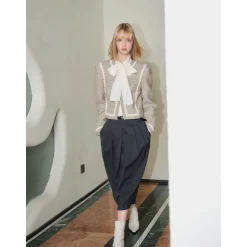 Three Quarters Binding Bow-Knot Shirt White