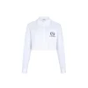 Three Quarters College Style Cropped Shirt White