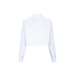 Three Quarters College Style Cropped Shirt White