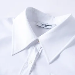 Three Quarters College Style Cropped Shirt White