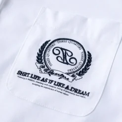 Three Quarters College Style Cropped Shirt White