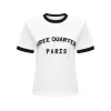 Three Quarters Color Blocked Rhinestone Logo Tee Black