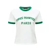 Three Quarters Color Blocked Rhinestone Logo Tee Green