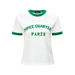 Three Quarters Color Blocked Rhinestone Logo Tee Green