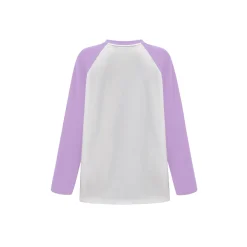 Three Quarters Color Blocked Rhinestone Logo L/S Tee Purple