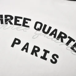 Three Quarters Color Blocked Rhinestone Logo L/S Tee Black