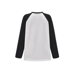 Three Quarters Color Blocked Rhinestone Logo L/S Tee Black
