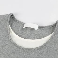 Three Quarters Color Contrast Fake-2-Piece Special Button Slit Top Gray