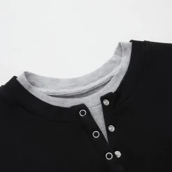 Three Quarters Fake-2-Piece Wool Knit Base Top Black