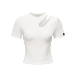 Three Quarters Hollow Out Strech Tee White