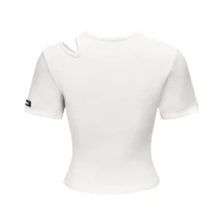 Three Quarters Hollow Out Strech Tee White