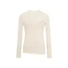 Three Quarters Hotfix Logo Henry Collar Slim Top Beige