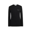 Three Quarters Hotfix Logo Tencel Wool Top Black
