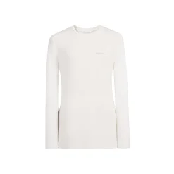 Three Quarters Hotfix Logo Tencel Wool Top White