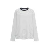 Three Quarters Hotfix Logo Striped Mousse Cashmere L/S Tee White