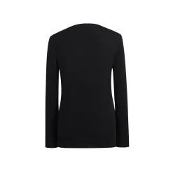 Three Quarters Hotfix Logo Tencel Wool Top Black