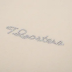 Three Quarters Hotfix Logo Henry Collar Slim Top Beige