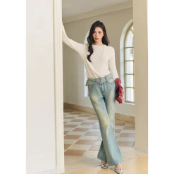 Three Quarters Hotfix Logo Tencel Wool Top White