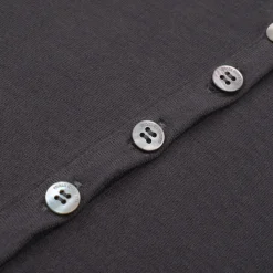Three Quarters Hotfix Logo Henry Collar Slim Top Gray