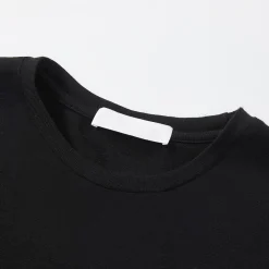 Three Quarters Hotfix Logo Tencel Wool Top Black