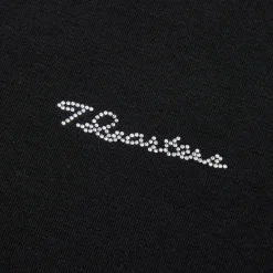 Three Quarters Hotfix Logo Tencel Wool Top Black