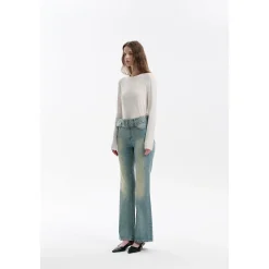 Three Quarters Hotfix Logo Tencel Wool Top White
