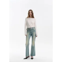 Three Quarters Hotfix Logo Tencel Wool Top White