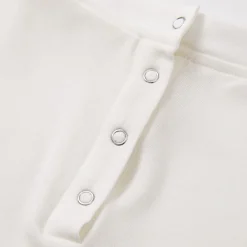 Three Quarters Logo Diamond Chain Off Shoulder Wool Top White
