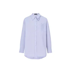 Three Quarters Logo Embroidery Shirt Purple