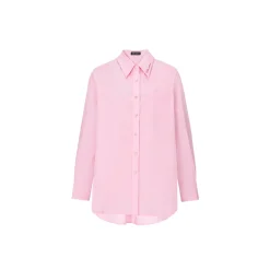 Three Quarters Logo Embroidery Shirt Pink