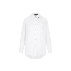 Three Quarters Logo Embroidery Shirt White