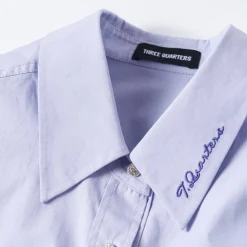 Three Quarters Logo Embroidery Shirt Purple