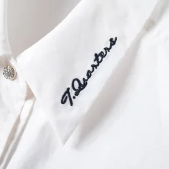 Three Quarters Logo Embroidery Shirt White