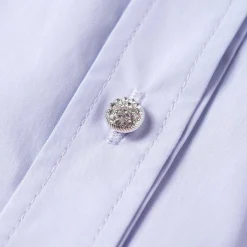 Three Quarters Logo Embroidery Shirt Purple