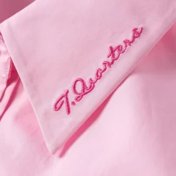Three Quarters Logo Embroidery Shirt Pink