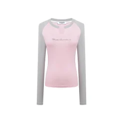Three Quarters Logo Rhinestone L/S Tee Pink