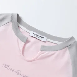 Three Quarters Logo Rhinestone L/S Tee Pink